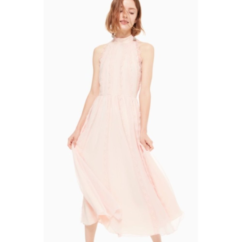 Kate Spade Madison Nadea Blush Pink Lace Silk Dress Sz 10